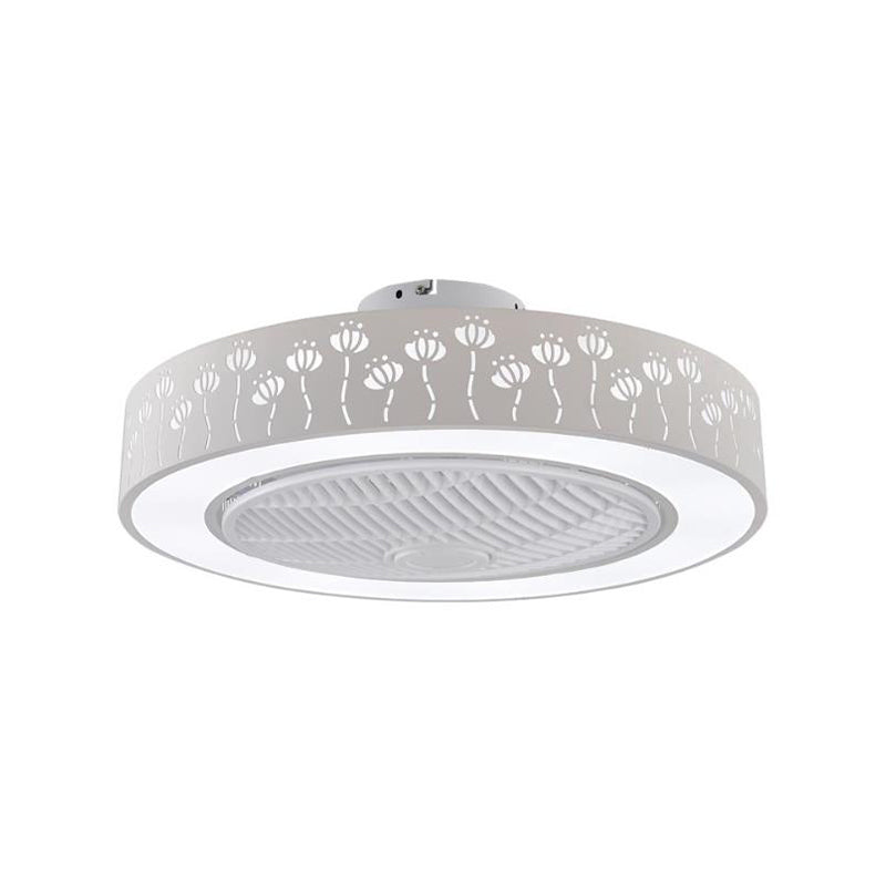 Acrylic White Hanging Fan Lamp Round LED 21.5