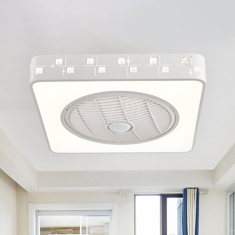 Minimalist Square Hanging Fan Lighting 21.5