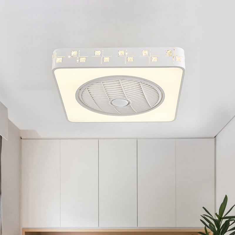 Minimalist Square Hanging Fan Lighting 21.5