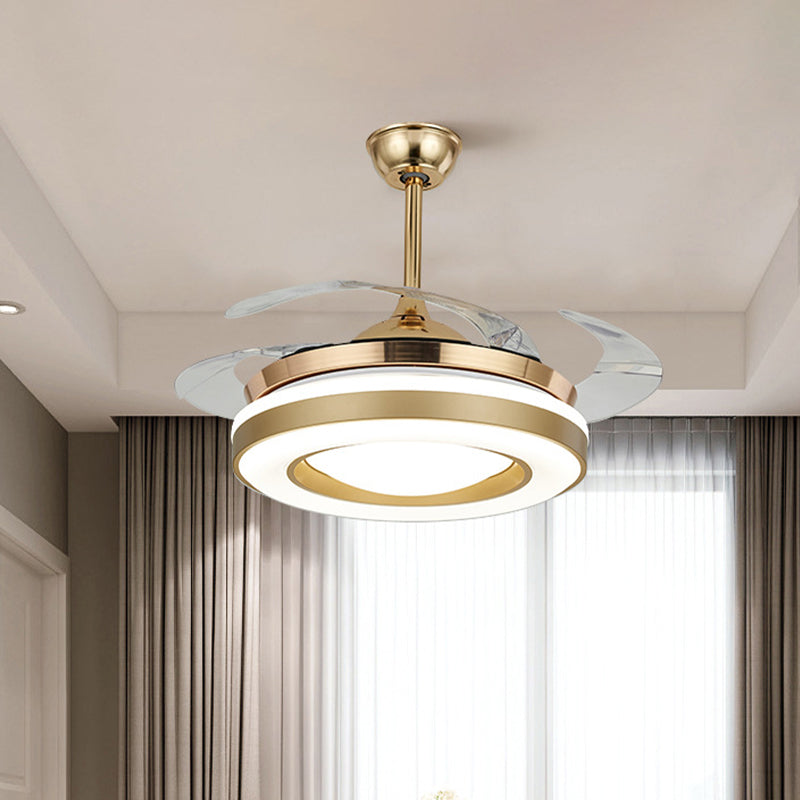 Gold Circular Hanging Fan Lighting Contemporary Acrylic 42