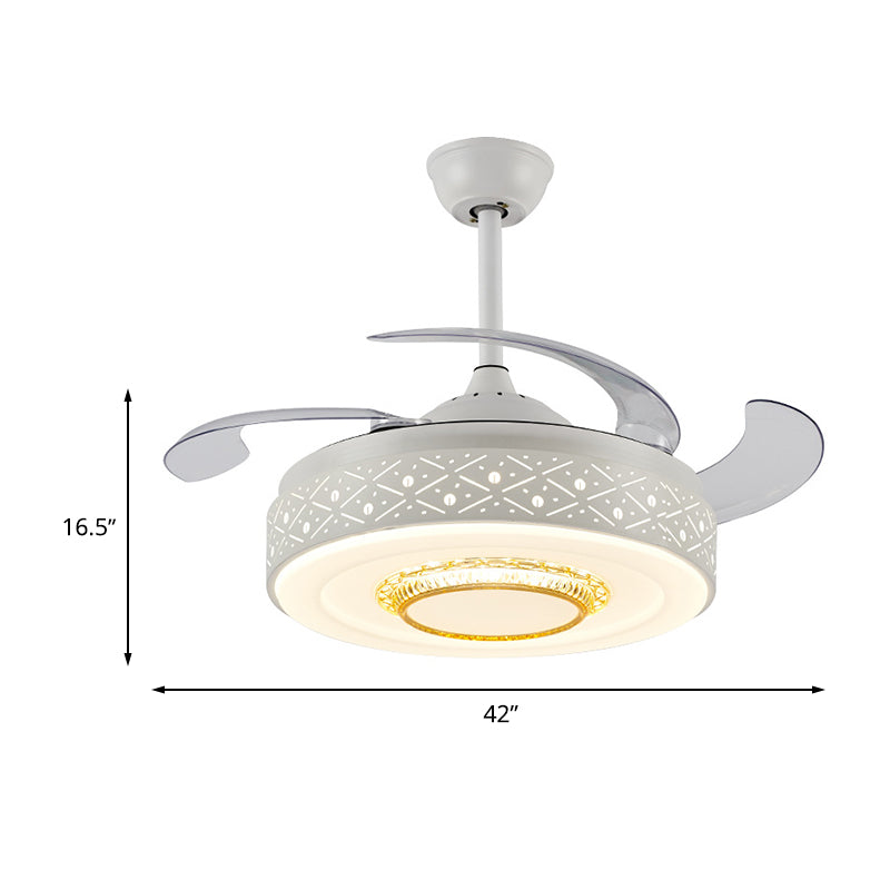 Drum Metal Ceiling Fan Light Modern 42