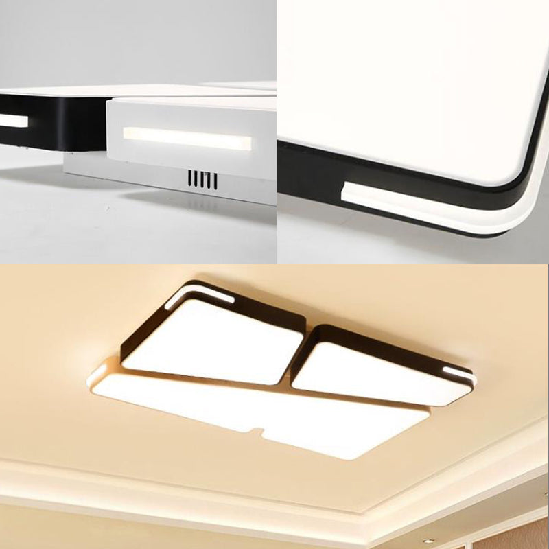 White Square/Rectangle Flush Mounted Light Minimalism 19.5