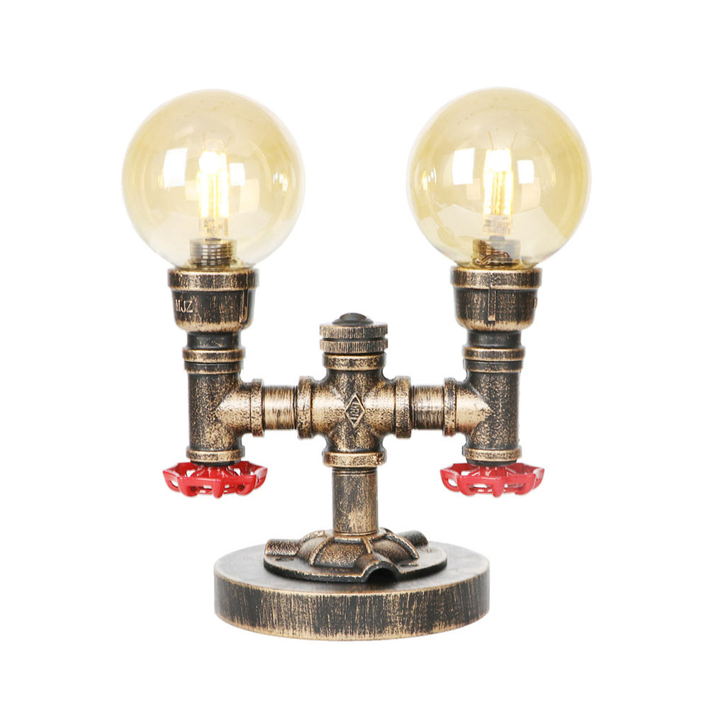 Clear/Amber Glass Antique Bronze Desk Light Globe 2/3-Light Industrial Task Lighting with Base Clearhalo 'Lamps' 'Table Lamps' Lighting' 467591