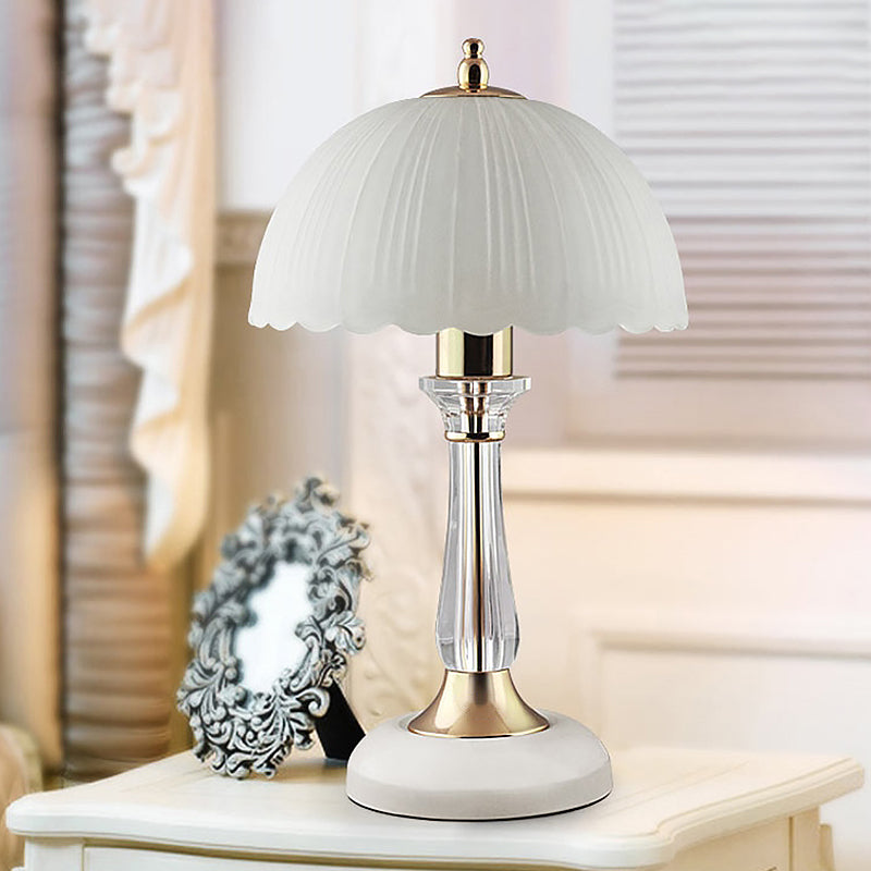 Contemporary Hemisphere Task Lighting White Glass 1 Bulb Living Room Reading Lamp Clearhalo 'Lamps' 'Table Lamps' Lighting' 493312