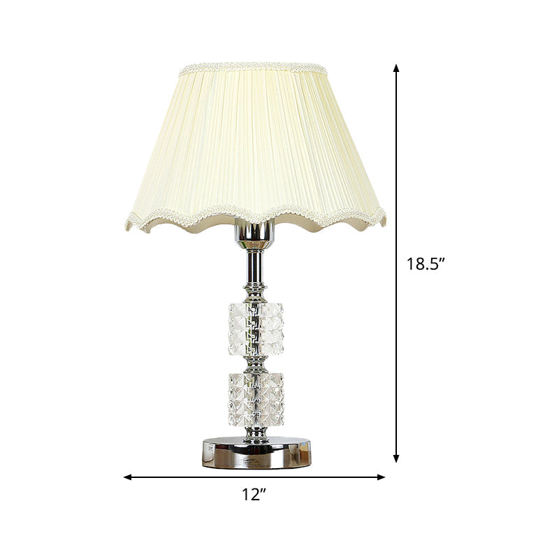White Flared Study Lamp Modernist 1 Head Fabric Table Light with Faux-Braided Detailing Clearhalo 'Lamps' 'Table Lamps' Lighting' 493425