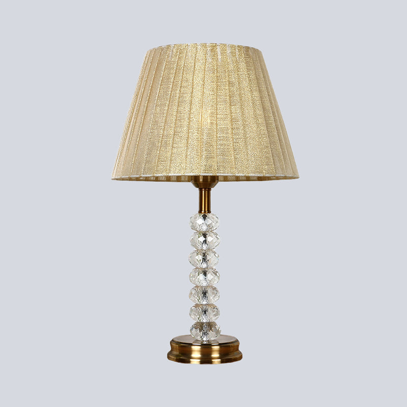 Modernist Shaded Study Lamp Fabric 1 Head Reading Book Light in Beige for Bedroom Clearhalo 'Lamps' 'Table Lamps' Lighting' 493446