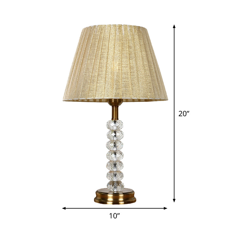 Modernist Shaded Study Lamp Fabric 1 Head Reading Book Light in Beige for Bedroom Clearhalo 'Lamps' 'Table Lamps' Lighting' 493447