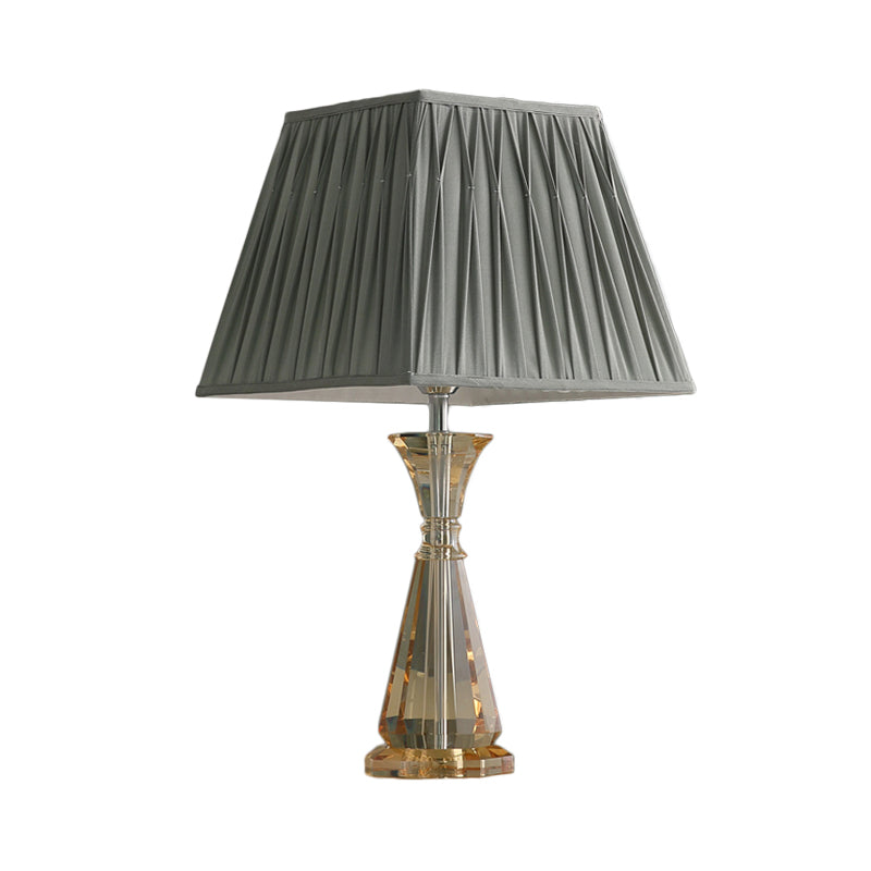 Urn-Shaped Fabric Table Light Modernism Hand-Cut Crystal 1 Bulb Small Desk Lamp in Grey Clearhalo 'Lamps' 'Table Lamps' Lighting' 493466