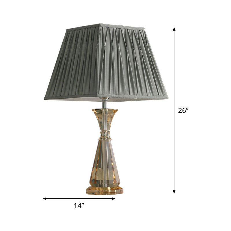 Urn-Shaped Fabric Table Light Modernism Hand-Cut Crystal 1 Bulb Small Desk Lamp in Grey Clearhalo 'Lamps' 'Table Lamps' Lighting' 493468