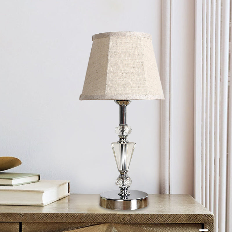 Fabric Cone/Paneled Bell Table Light Modernist 1 Head Small Desk Lamp in Pink/Beige for Living Room Clearhalo 'Lamps' 'Table Lamps' Lighting' 493551