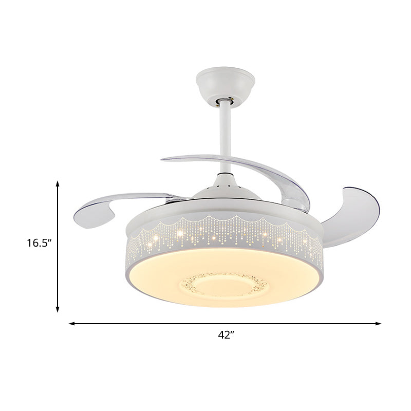 Modern Drum Pendant Fan Lamp 42