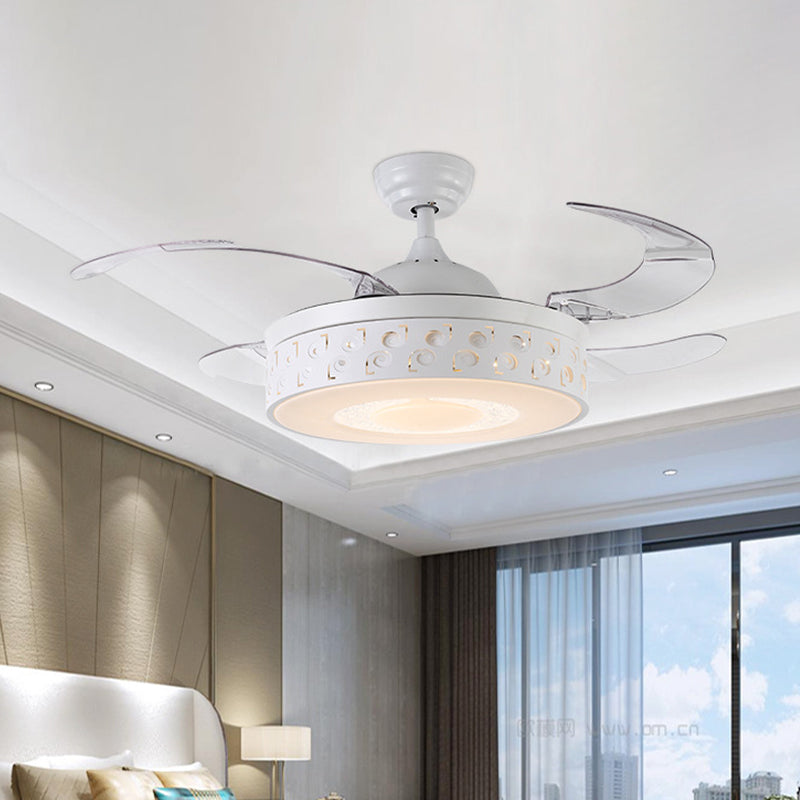 Drum Metal Pendant Fan Light Modern LED 42