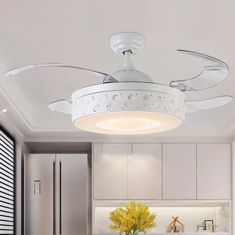 Drum Metal Pendant Fan Light Modern LED 42