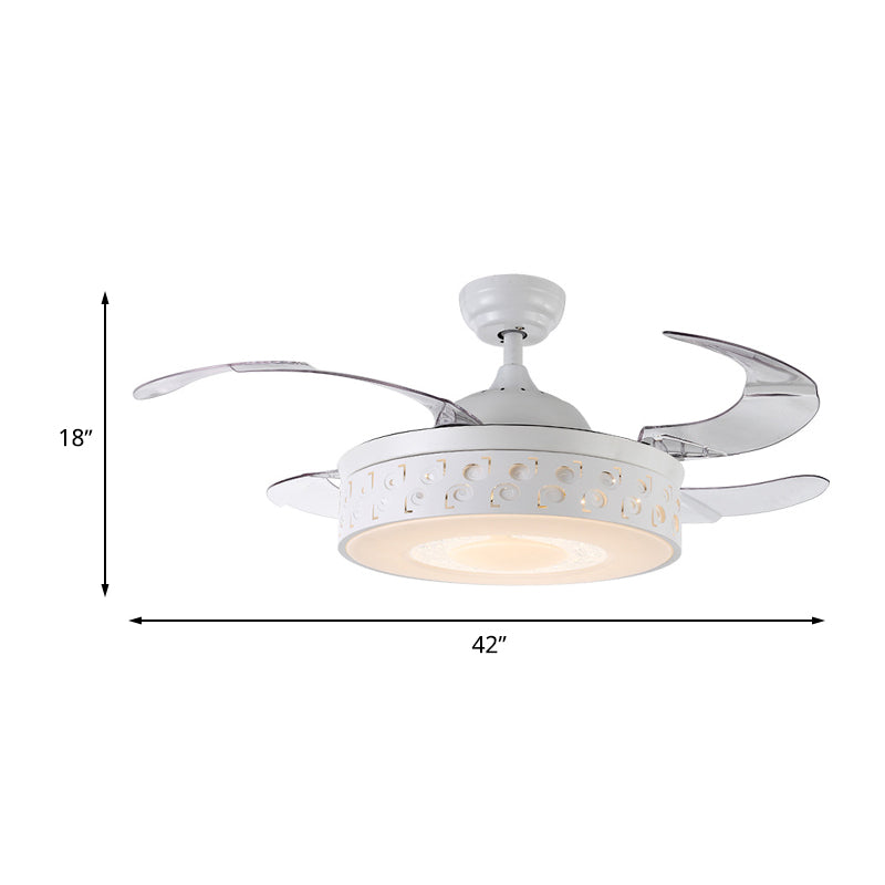 Drum Metal Pendant Fan Light Modern LED 42