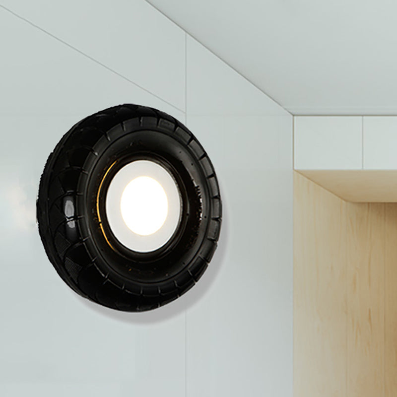 Tyre Metallic Sconce Wall Lighting Farmhouse Style LED Corridor Wall Mount Lighting in Black, 10