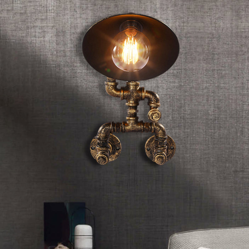 Antique Style Cone Wall Sconce with Robot Design 1 Head Wrought Iron Sconce Lamp in Brass Clearhalo 'Art deco wall lights' 'Cast Iron' 'Glass' 'Industrial wall lights' 'Industrial' 'Middle century wall lights' 'Modern' 'Rustic wall lights' 'Tiffany' 'Traditional wall lights' 'Wall Lamps & Sconces' 'Wall Lights' Lighting' 493987