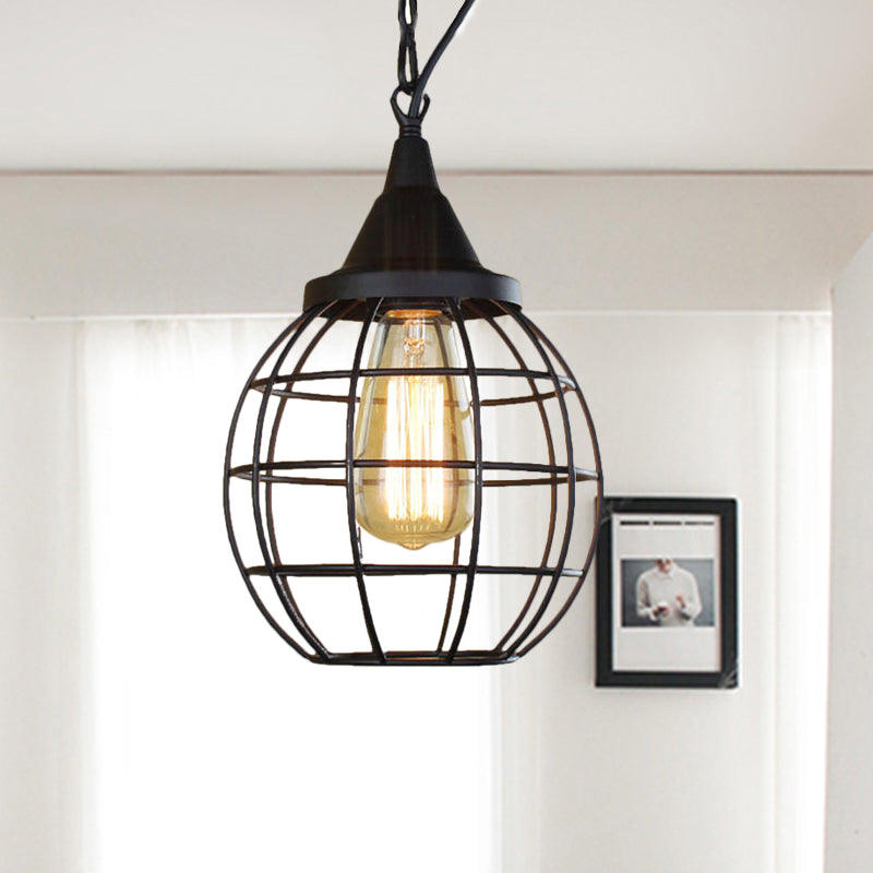 Metal Cage Pendant Light Farmhouse Style 6