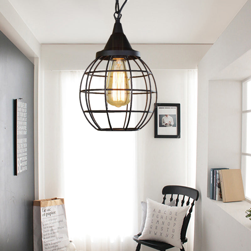 Metal Cage Pendant Light Farmhouse Style 6