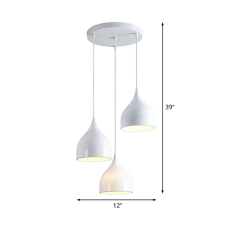 Onion Multi Light Pendant Modern Metallic 3 Lights White Finish Hanging Ceiling Lamp Clearhalo 'Ceiling Lights' 'Modern Pendants' 'Modern' 'Pendant Lights' 'Pendants' Lighting' 506338