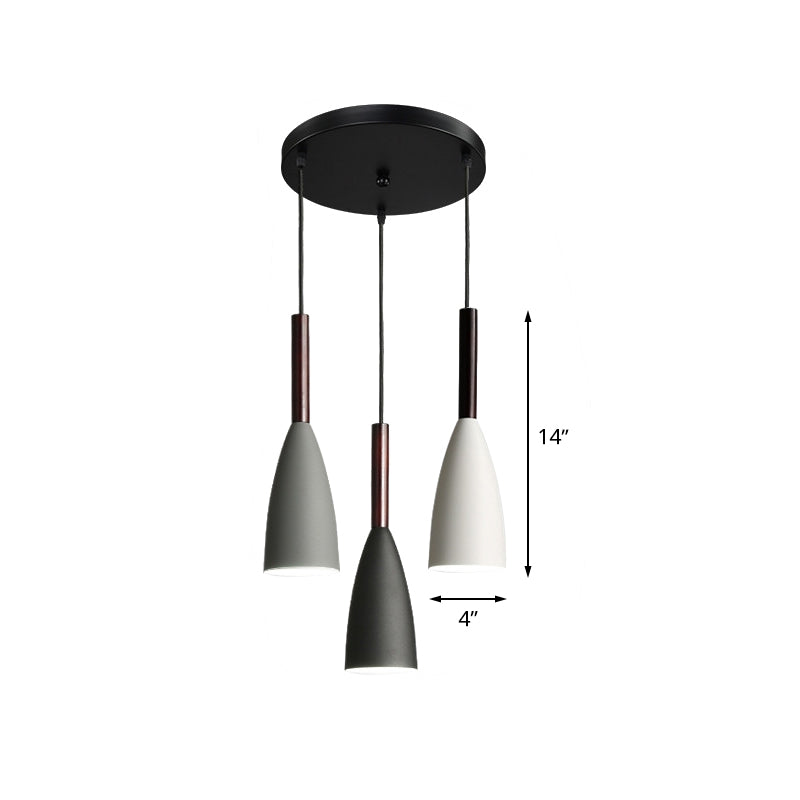 Small Bell Dining Room Hanging Light Iron 3-Light Black Multi Lamp Pendant with Round Canopy Clearhalo 'Ceiling Lights' 'Modern Pendants' 'Modern' 'Pendant Lights' 'Pendants' Lighting' 506343