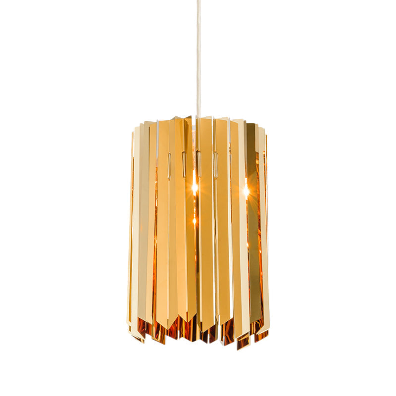 Modern 1-Light Pendant Ceiling Lamp with Metal Shade Black/Chrome/Gold Finish Cylindrical Hanging Light Kit Clearhalo 'Ceiling Lights' 'Modern Pendants' 'Modern' 'Pendant Lights' 'Pendants' Lighting' 506396