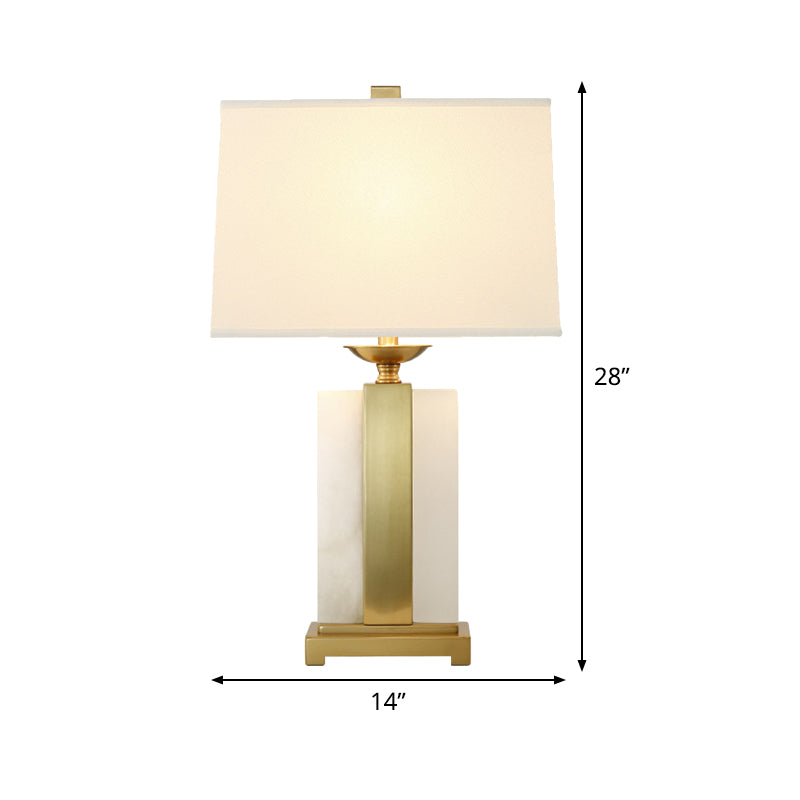 1 Head Bedroom Desk Light Modern Gold Night Table Lamp with Trapezoid Fabric Shade Clearhalo 'Lamps' 'Table Lamps' Lighting' 511232