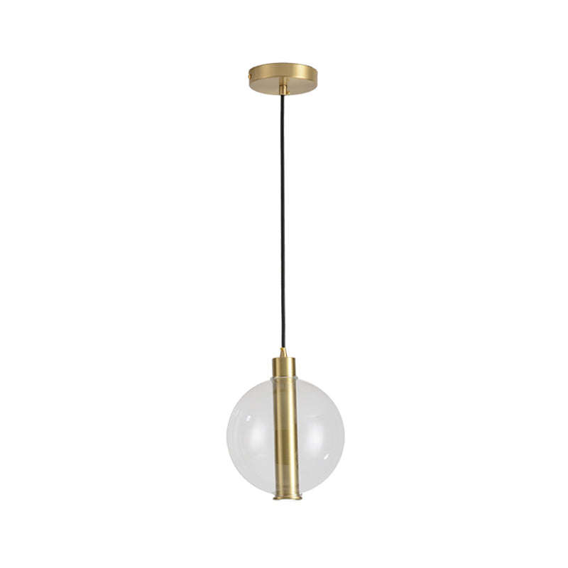 1-Light Bedroom LED Hanging Light Minimalist Gold Ceiling Pendant Lamp with Ball Clear Glass Shade Clearhalo 'Ceiling Lights' 'Glass shade' 'Glass' 'Modern Pendants' 'Modern' 'Pendant Lights' 'Pendants' Lighting' 512227