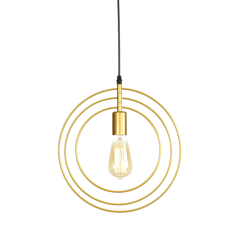 3-Ring Restaurant Hanging Lighting Metallic 1 Bulb Minimalist Suspension Lamp in Gold Clearhalo 'Ceiling Lights' 'Modern Pendants' 'Modern' 'Pendant Lights' 'Pendants' Lighting' 512262