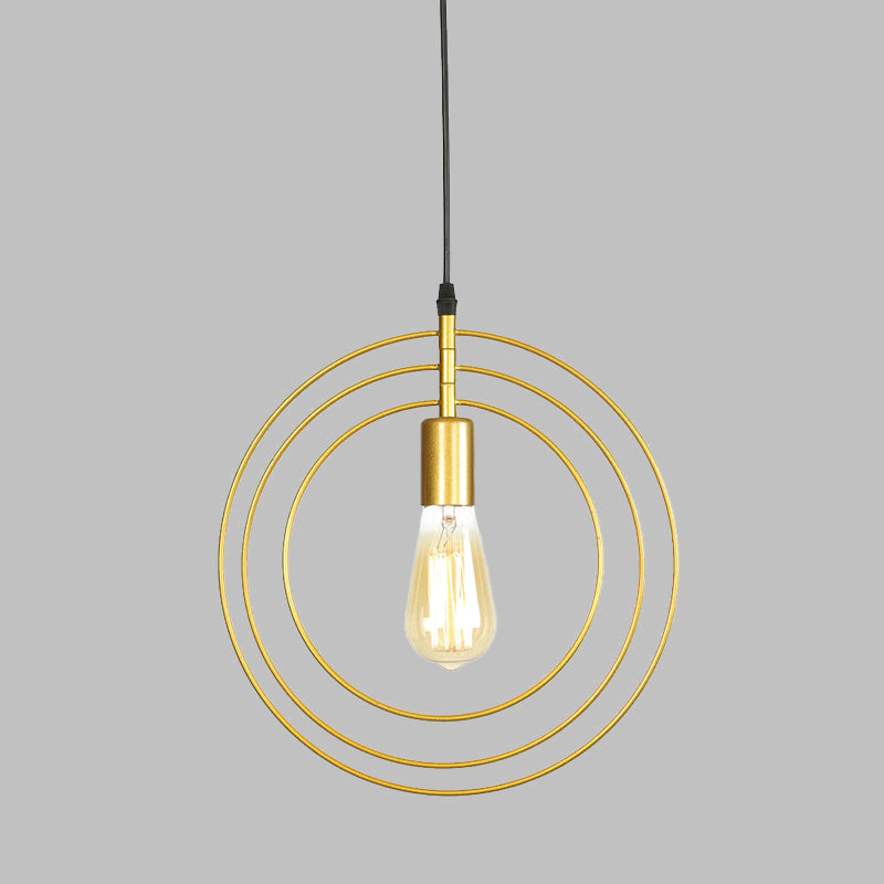 3-Ring Restaurant Hanging Lighting Metallic 1 Bulb Minimalist Suspension Lamp in Gold Clearhalo 'Ceiling Lights' 'Modern Pendants' 'Modern' 'Pendant Lights' 'Pendants' Lighting' 512263