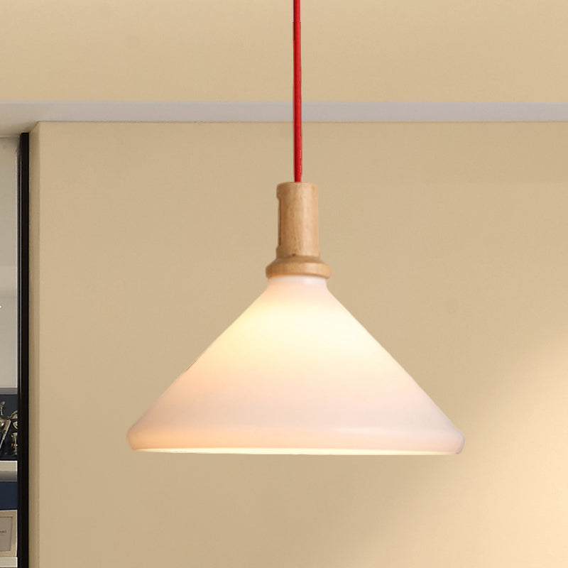 Nordic Conical Pendant Ceiling Light Frosted Glass 1 Light White Dining Room Hanging Light Clearhalo 'Ceiling Lights' 'Glass shade' 'Glass' 'Modern Pendants' 'Modern' 'Pendant Lights' 'Pendants' Lighting' 512840