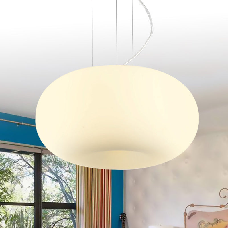 White Glass Doughnut Ceiling Pendant Light Simple Style 1 Light Hanging Light Kit, 11