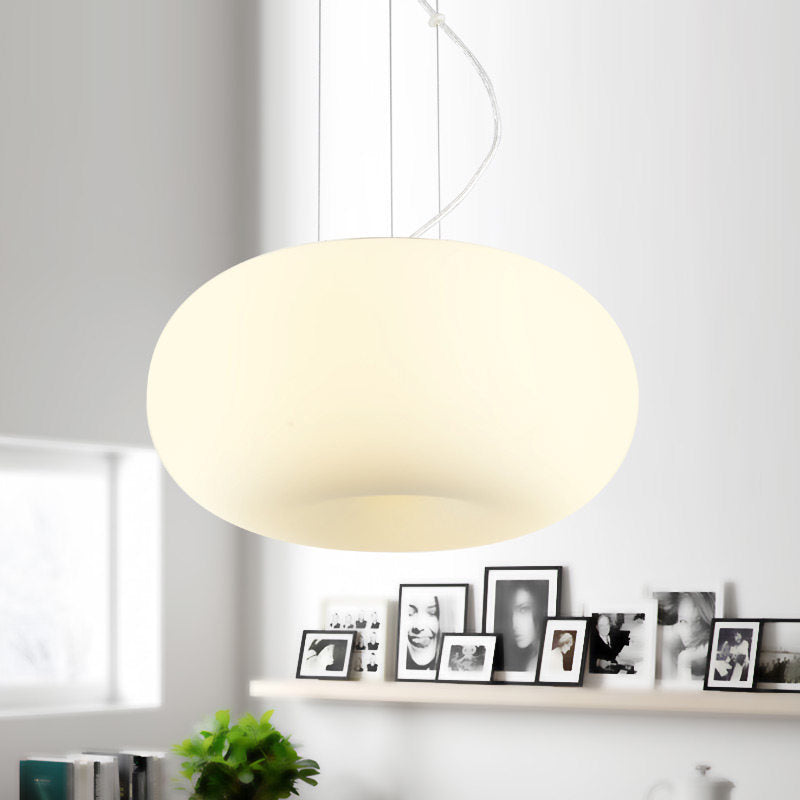 White Glass Doughnut Ceiling Pendant Light Simple Style 1 Light Hanging Light Kit, 11