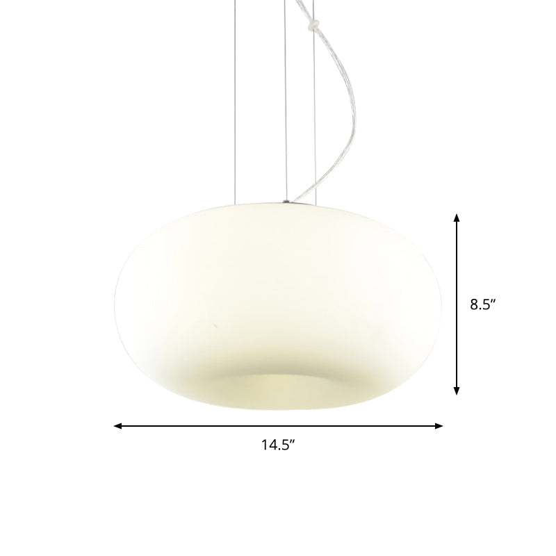 White Glass Doughnut Ceiling Pendant Light Simple Style 1 Light Hanging Light Kit, 11