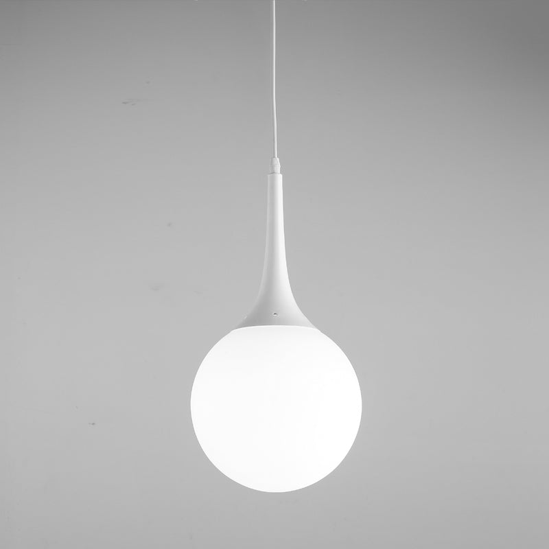 Globe White Glass Pendant Light Contemporary 1 Light 12