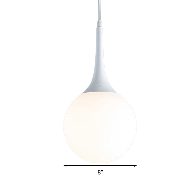 Globe White Glass Pendant Light Contemporary 1 Light 12