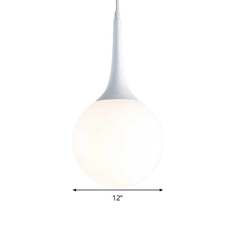 Globe White Glass Pendant Light Contemporary 1 Light 12