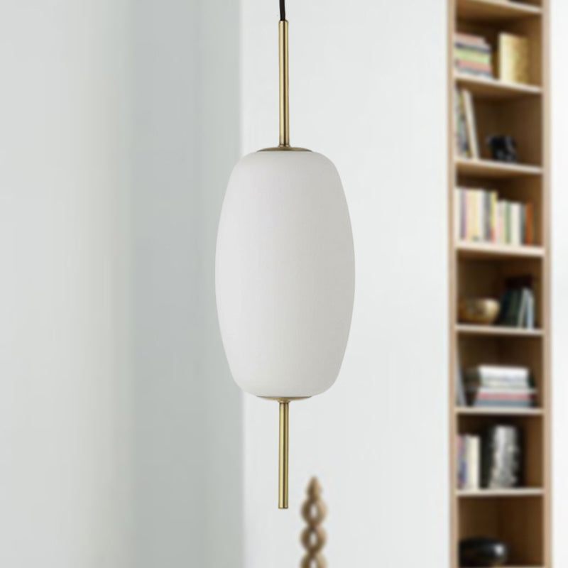 White Glass Oval Hanging Ceiling Fixture Modern 6