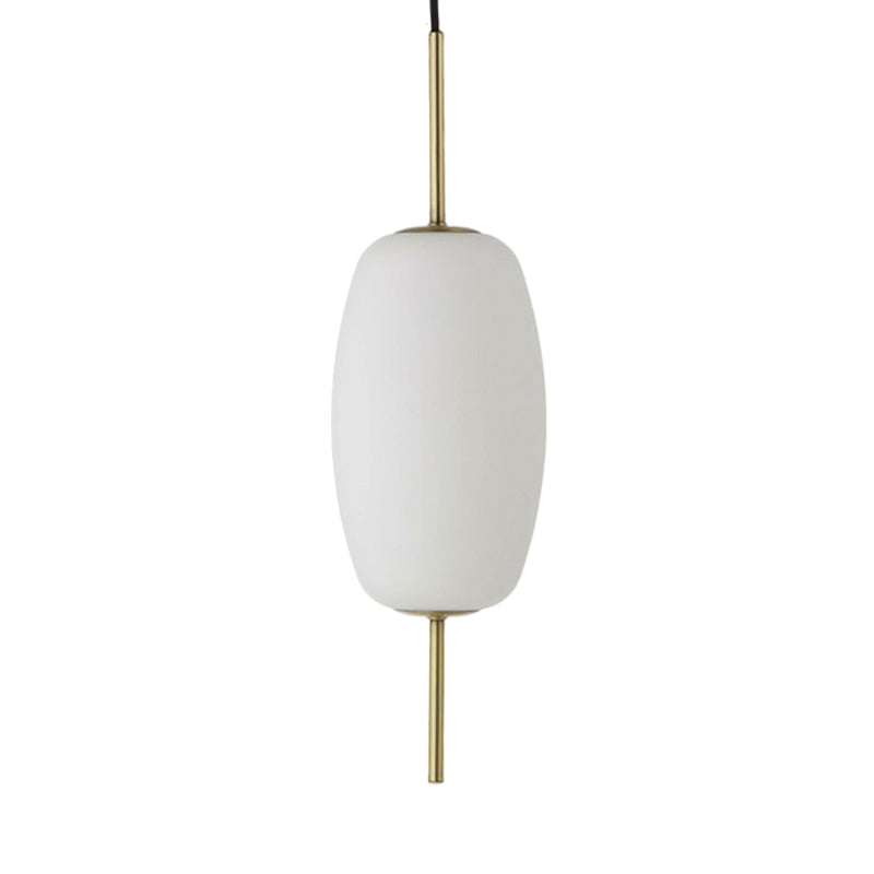 White Glass Oval Hanging Ceiling Fixture Modern 6