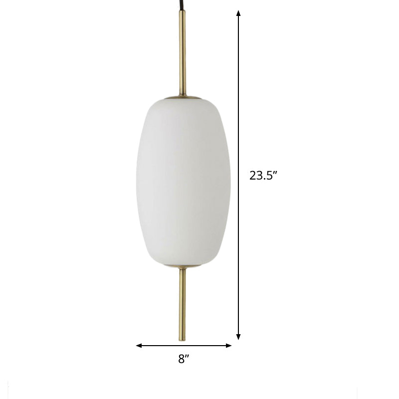 White Glass Oval Hanging Ceiling Fixture Modern 6