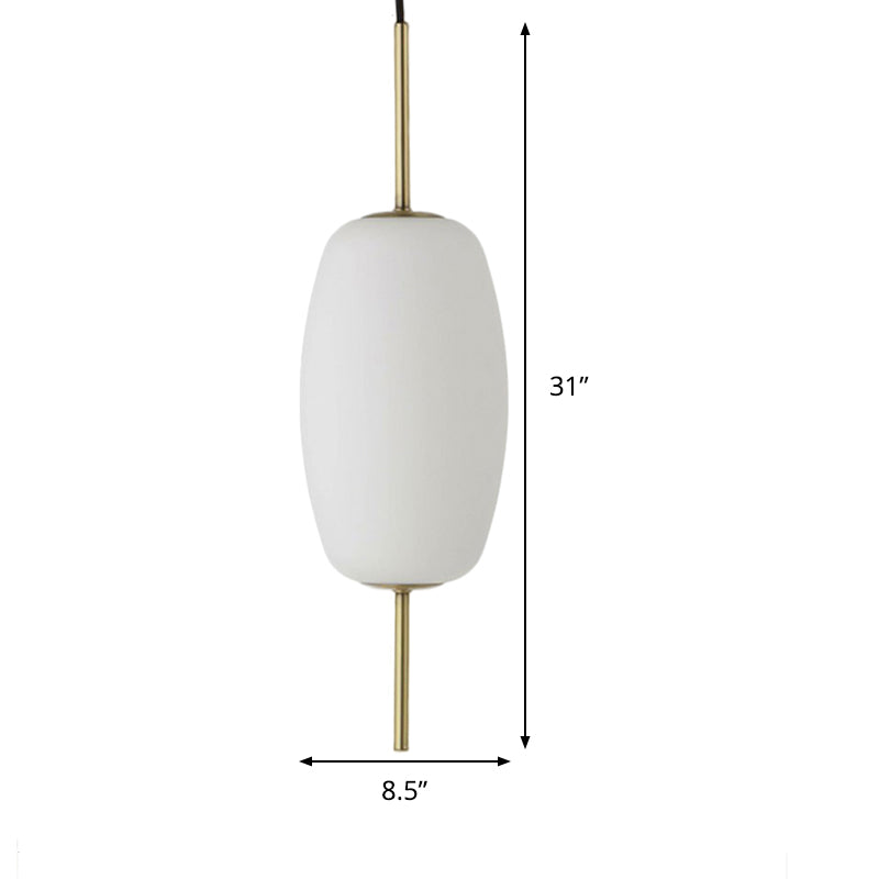 White Glass Oval Hanging Ceiling Fixture Modern 6