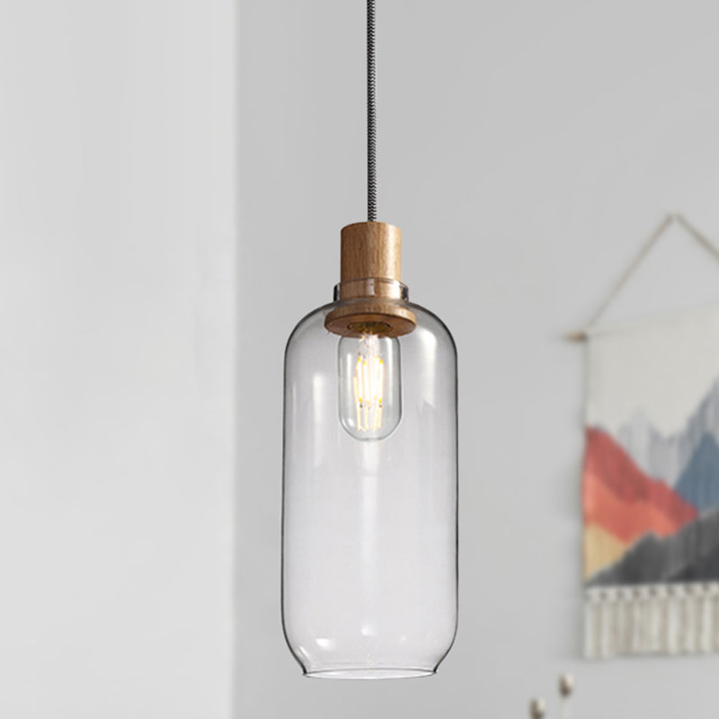 Jar Hanging Light Fixture Nordic 1 Light Clear Glass Bedroom Hanging Light Kit, 5