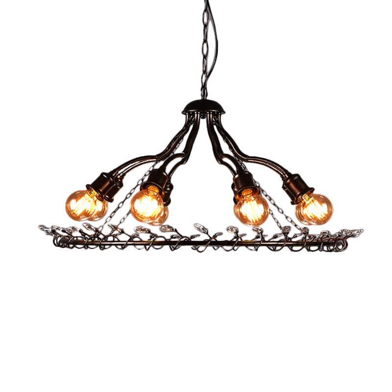 Black 8 Lights Chandelier Light Fixture Vintage Metal Radial Shape Pendant Lamp for Living Room Clearhalo 'Cast Iron' 'Ceiling Lights' 'Chandeliers' 'Industrial Chandeliers' 'Industrial' 'Metal' 'Middle Century Chandeliers' 'Rustic Chandeliers' 'Tiffany' Lighting' 513156