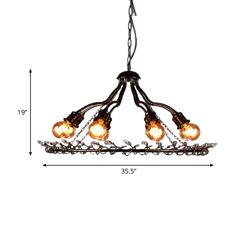 Black 8 Lights Chandelier Light Fixture Vintage Metal Radial Shape Pendant Lamp for Living Room Clearhalo 'Cast Iron' 'Ceiling Lights' 'Chandeliers' 'Industrial Chandeliers' 'Industrial' 'Metal' 'Middle Century Chandeliers' 'Rustic Chandeliers' 'Tiffany' Lighting' 513158