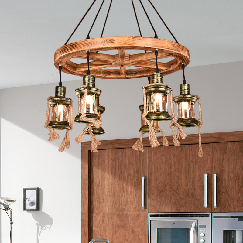 6-Light Metal Hanging Chandelier Coastal Bronze Kerosene Living Room Pendant Light Fixture Bronze Clearhalo 'Cast Iron' 'Ceiling Lights' 'Chandeliers' 'Industrial Chandeliers' 'Industrial' 'Metal' 'Middle Century Chandeliers' 'Rustic Chandeliers' 'Tiffany' Lighting' 513159