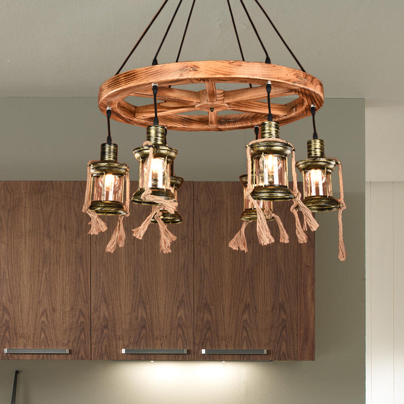 6-Light Metal Hanging Chandelier Coastal Bronze Kerosene Living Room Pendant Light Fixture Clearhalo 'Cast Iron' 'Ceiling Lights' 'Chandeliers' 'Industrial Chandeliers' 'Industrial' 'Metal' 'Middle Century Chandeliers' 'Rustic Chandeliers' 'Tiffany' Lighting' 513160