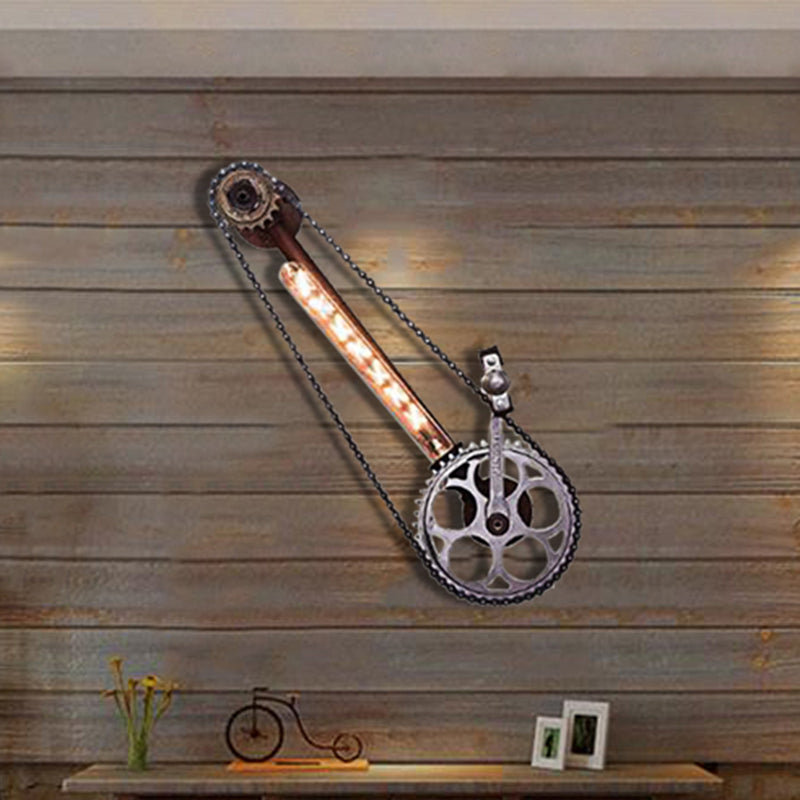 Exposed Metal Sconce Lighting Industrial Single Bulb Dining Room Wall Mounted Lamp in Black with Gear Clearhalo 'Art deco wall lights' 'Cast Iron' 'Glass' 'Industrial wall lights' 'Industrial' 'Middle century wall lights' 'Modern' 'Rustic wall lights' 'Tiffany' 'Traditional wall lights' 'Wall Lamps & Sconces' 'Wall Lights' Lighting' 513255