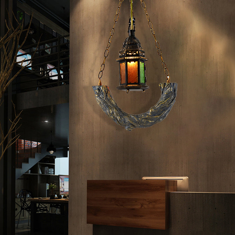 1 Light Kerosene Ceiling Pendant Light Coastal Bronze Clear Textured Glass Hanging Lamp with Chain Clearhalo 'Art Deco Pendants' 'Cast Iron' 'Ceiling Lights' 'Ceramic' 'Crystal' 'Industrial Pendants' 'Industrial' 'Metal' 'Middle Century Pendants' 'Pendant Lights' 'Pendants' 'Tiffany' Lighting' 513291