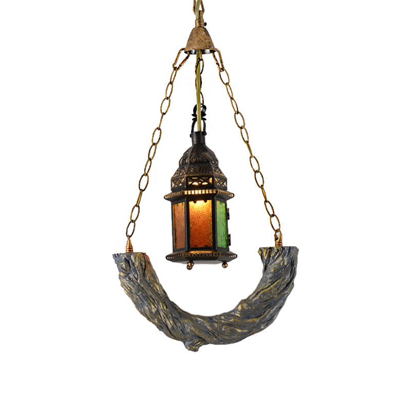 1 Light Kerosene Ceiling Pendant Light Coastal Bronze Clear Textured Glass Hanging Lamp with Chain Clearhalo 'Art Deco Pendants' 'Cast Iron' 'Ceiling Lights' 'Ceramic' 'Crystal' 'Industrial Pendants' 'Industrial' 'Metal' 'Middle Century Pendants' 'Pendant Lights' 'Pendants' 'Tiffany' Lighting' 513292