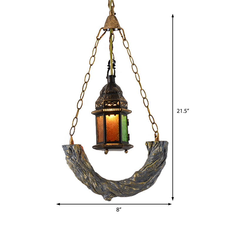 1 Light Kerosene Ceiling Pendant Light Coastal Bronze Clear Textured Glass Hanging Lamp with Chain Clearhalo 'Art Deco Pendants' 'Cast Iron' 'Ceiling Lights' 'Ceramic' 'Crystal' 'Industrial Pendants' 'Industrial' 'Metal' 'Middle Century Pendants' 'Pendant Lights' 'Pendants' 'Tiffany' Lighting' 513293