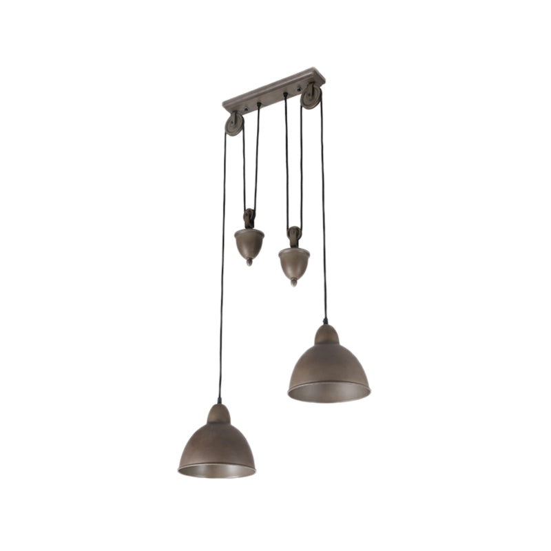 2-Light Pendant Lighting Industrial Dome Metal Hanging Ceiling Light in Antique Bronze Clearhalo 'Art Deco Pendants' 'Cast Iron' 'Ceiling Lights' 'Ceramic' 'Crystal' 'Industrial Pendants' 'Industrial' 'Metal' 'Middle Century Pendants' 'Pendant Lights' 'Pendants' 'Tiffany' Lighting' 513361